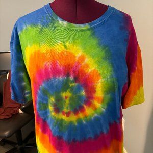 COLORTONE BOUTIQUE LADIES SIZE XL TIE DYED T-SHIRT SHORT SLEEVES RED ORANGE